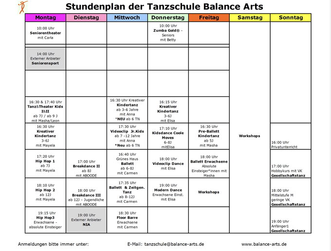 Stundenplan ab Oktober 2025 Stundenplan ab Oktober 2025